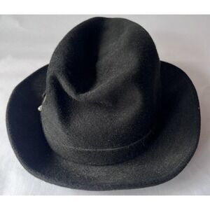 Vintage Bollman Futura II FEDORA Wool Black‎ Hat W/feather Sz L